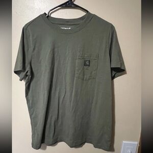 Women’s Carhartt Olive Green Relaxed Fit Short Sleeve T-Shirt Size Large